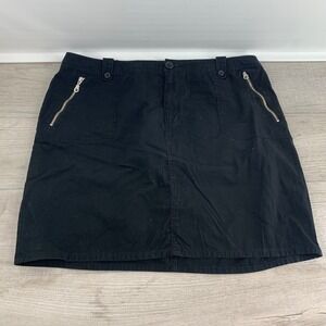Venezia Womens Black Cotton Utility Cargo Skirt Size 18 Zipper Pockets Mini